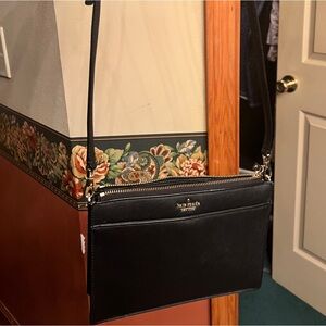 kate spade Black Leather Zip Crossbody Bag